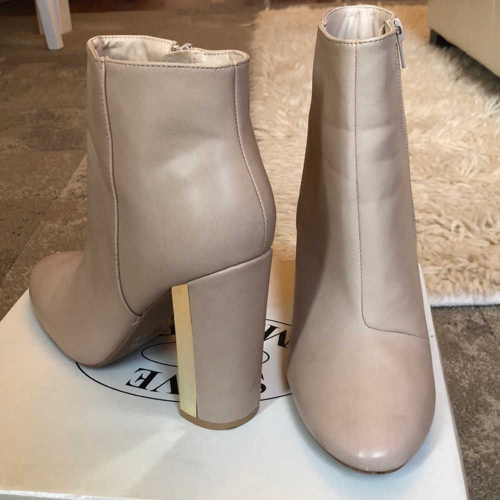 Nude high heel booties